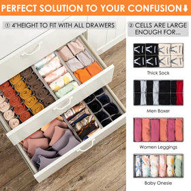 Criusia 6-cell bin insert demonstrates easy stacking and drawer fit.