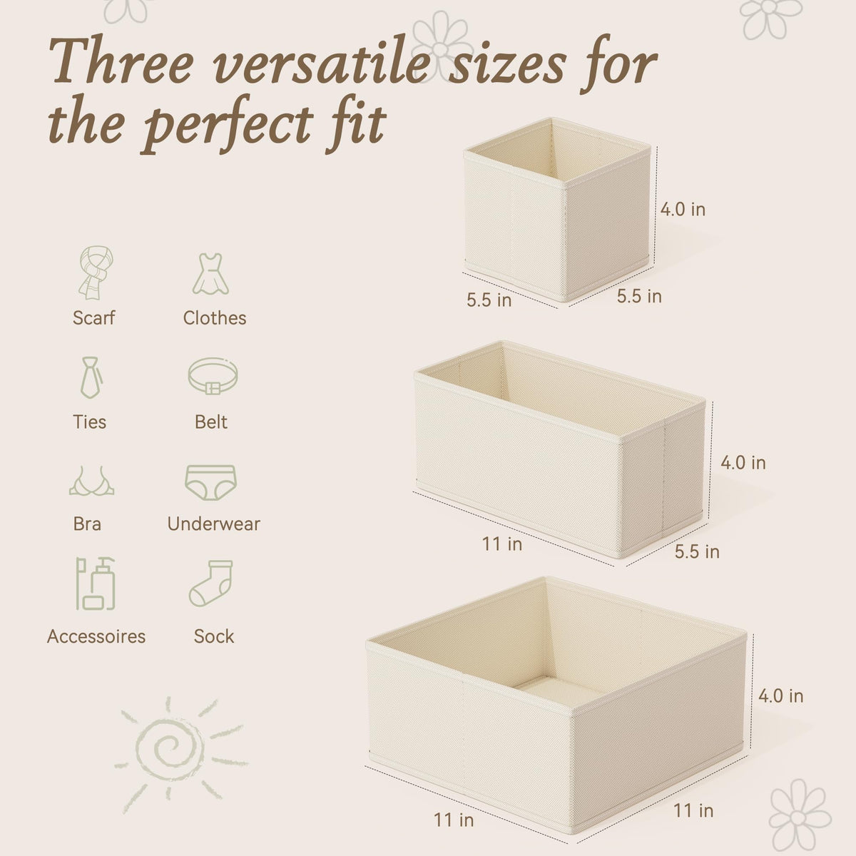 Criusia 6 large boxes organizing bulky garments in a drawer
