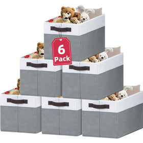 Criusia 6-pack clothes bins front view showing two-tone design and handles for organized spaces