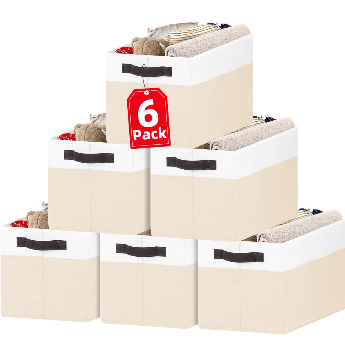 Criusia 6-pack large toy bins front view for organized playroom storage.