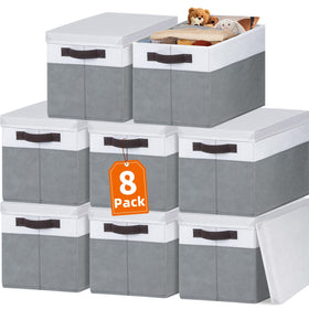 Criusia 8-pack storage bins stack with lids for organized shelves