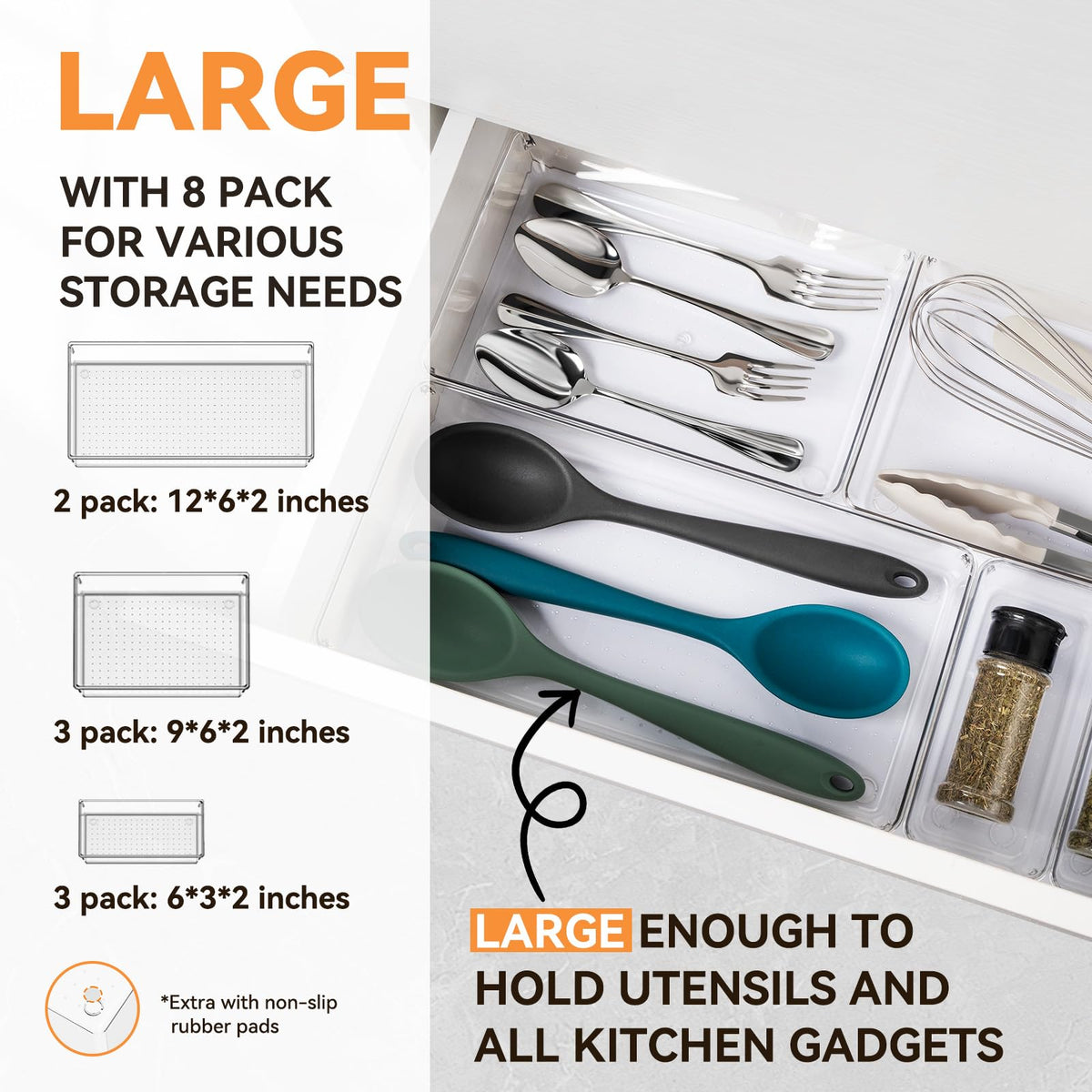 Criusia L-size dividers fit deep drawers for tools and gadgets.
