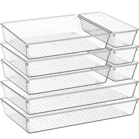 Criusia 8-pack XL drawer organizers for large utensils, clear and viewable.