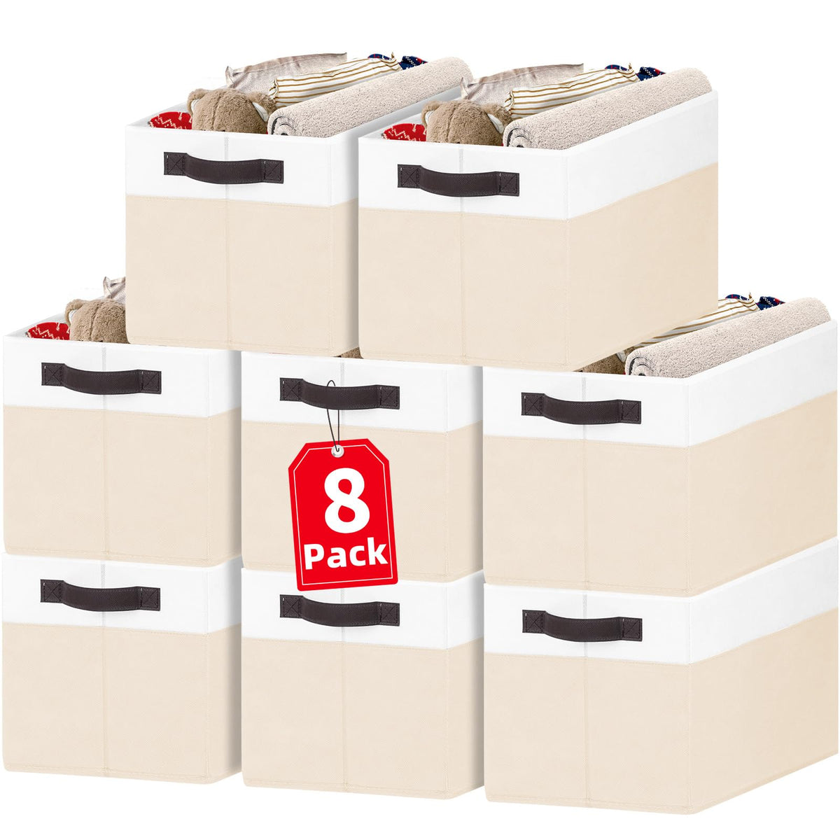 Criusia eight-pack storage baskets organize living spaces with a decorative two-tone finish.
