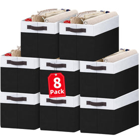 Criusia 8-pack large storage baskets on shelves for clutter-free closet organization.