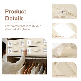 Criusia bed-sheet organizer in beige color to blend with decor.