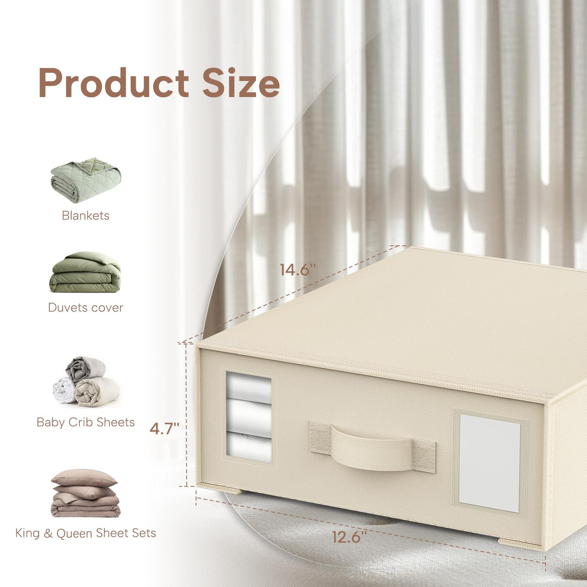 Criusia bed-sheet organizer with built-in PP board for sturdy structure.