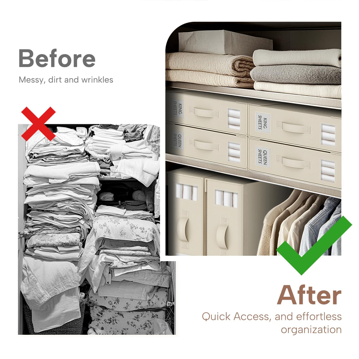 Criusia bed-sheet organizer with reinforced handles for easy lifting.