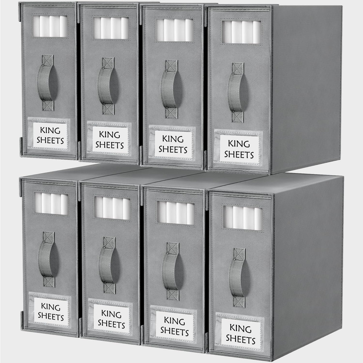 Criusia bed sheet organizer with clear window keeps contents visible.