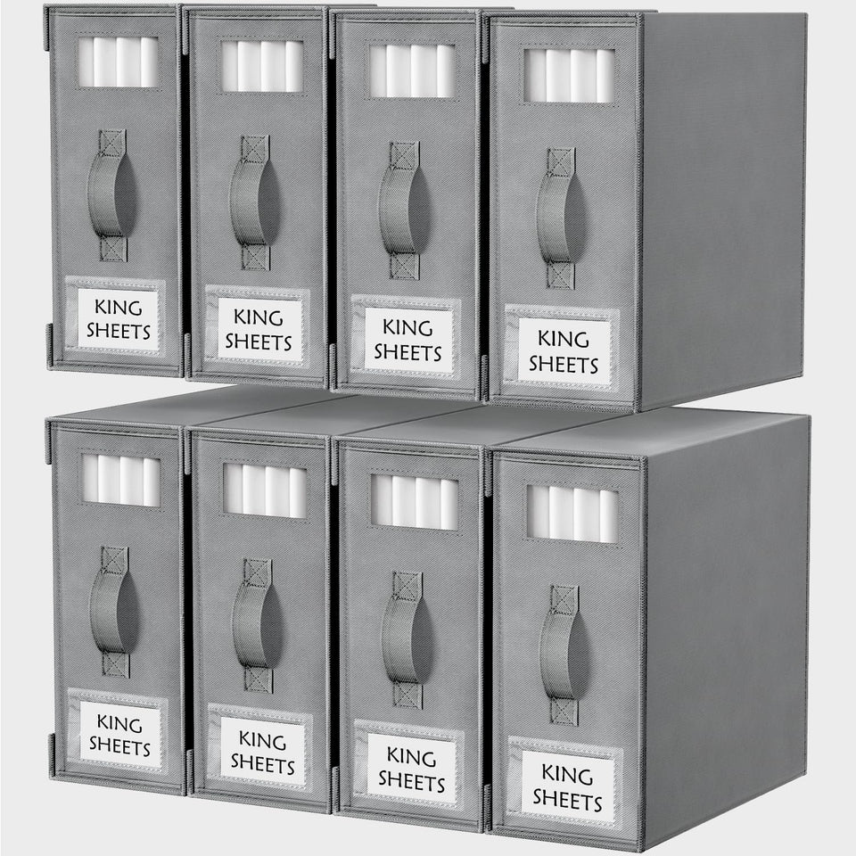 Criusia bed sheet organizer with clear window keeps contents visible.