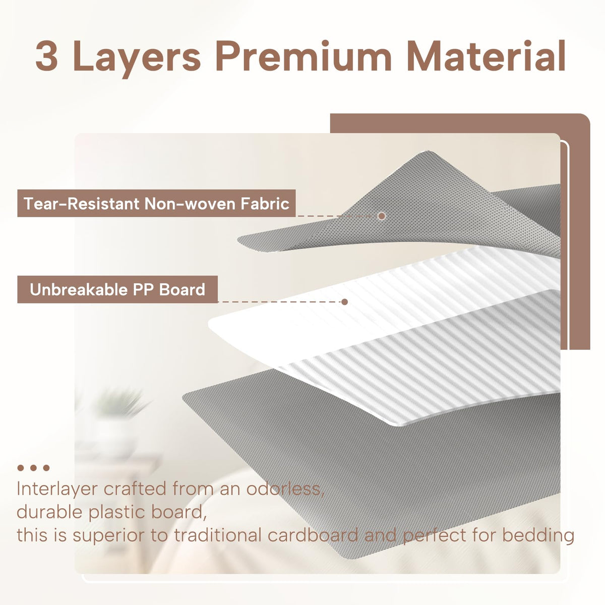 Criusia grey fabric protects contents from dust.