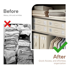 Criusia label window on bed sheet organizers, quick content identification at a glance.