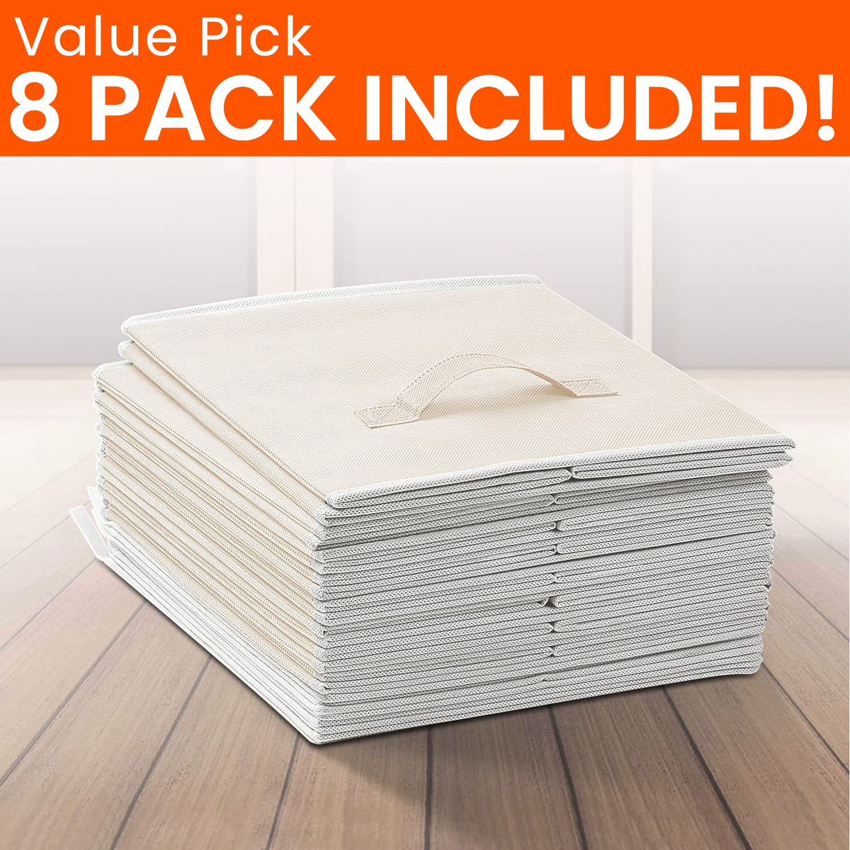 Criusia beige storage bin near laundry area for linens
