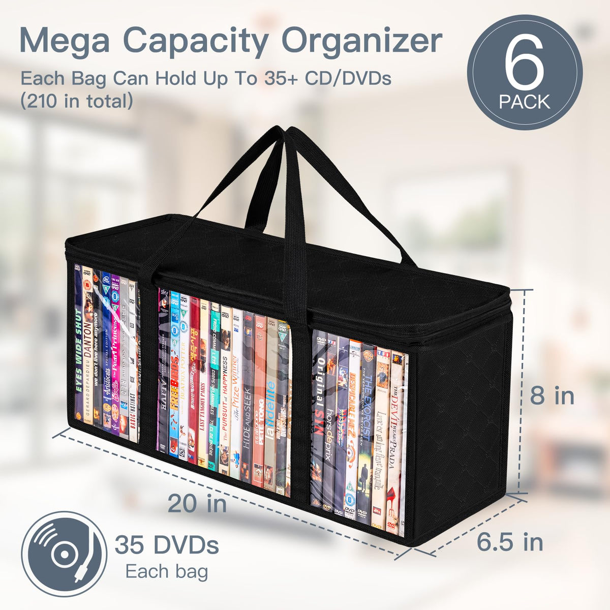 Criusia clear PVC media organizer highlights contents at a glance without opening.