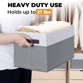 Criusia fabric bins feature sturdy handles for easy carrying
