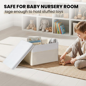 Criusia blanket and towel organizer bin with handles makes under-bed storage easy.
