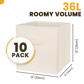 Criusia collapsible fabric bin in beige with open top for easy access.
