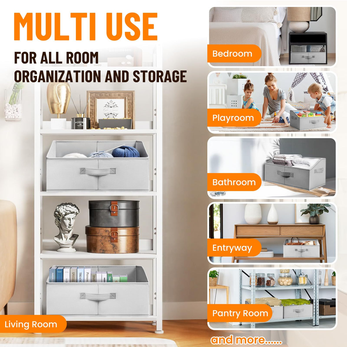Criusia trapezoid storage boxes fit on shelves and under beds.