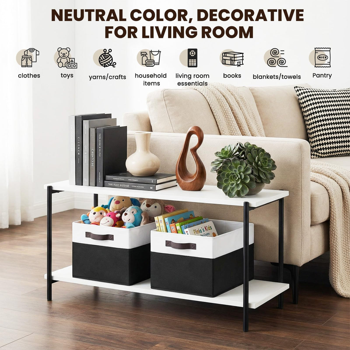 Criusia collapsible storage bin folds flat for seasonal storage.