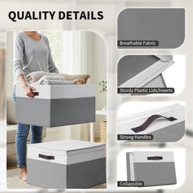 Criusia collapsible storage bin with lid protects contents from dust