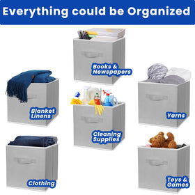 Criusia collapsible storage cubes fold flat for compact closet storage.