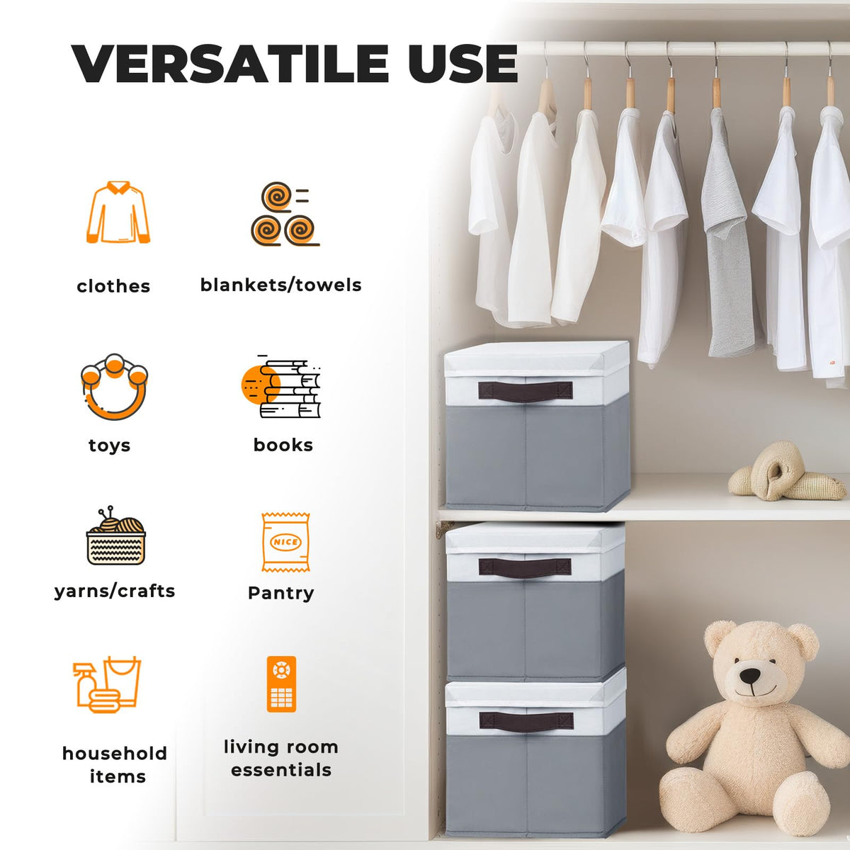 Criusia decorative storage baskets add style while organizing living room toys.
