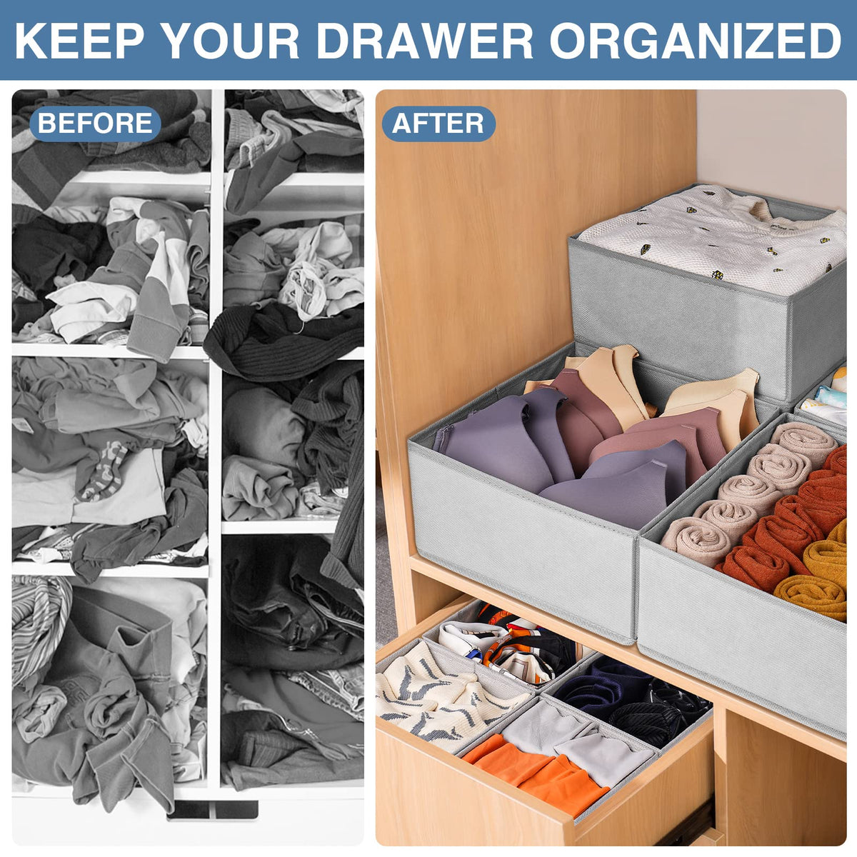 Criusia 12-pack medium 11x5-5x5 boosts drawer space for socks and underwear