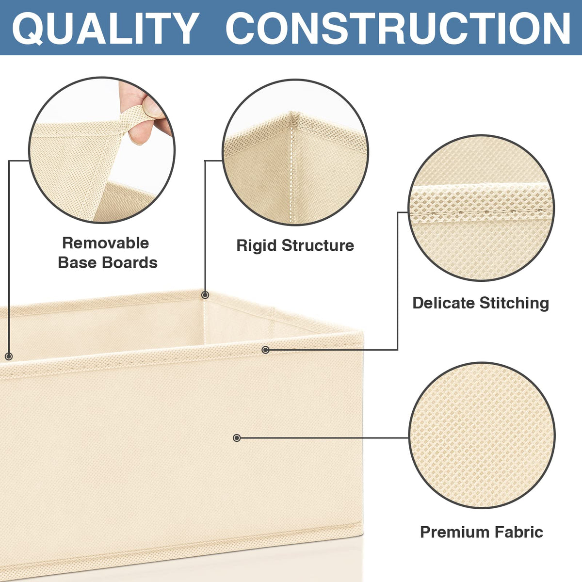 Criusia beige collapsible drawer organizer flat for easy storage.