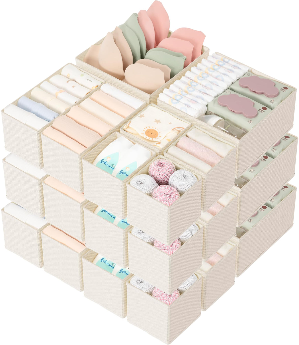 Criusia 18-piece drawer organizer in beige inside a drawer for quick access