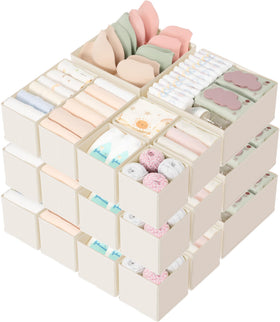 Criusia 18-piece drawer organizer in beige inside a drawer for quick access