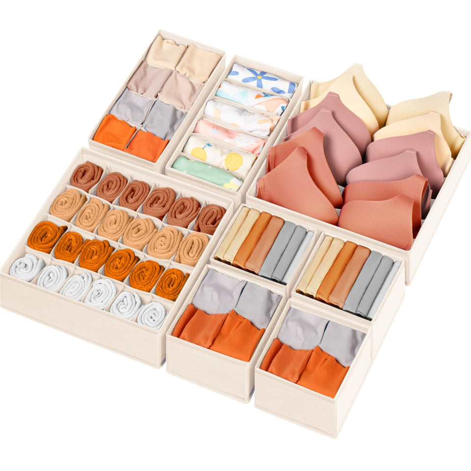 Criusia drawer organizer set, eight-pack, 48 compartments, ideal for nursery storage.