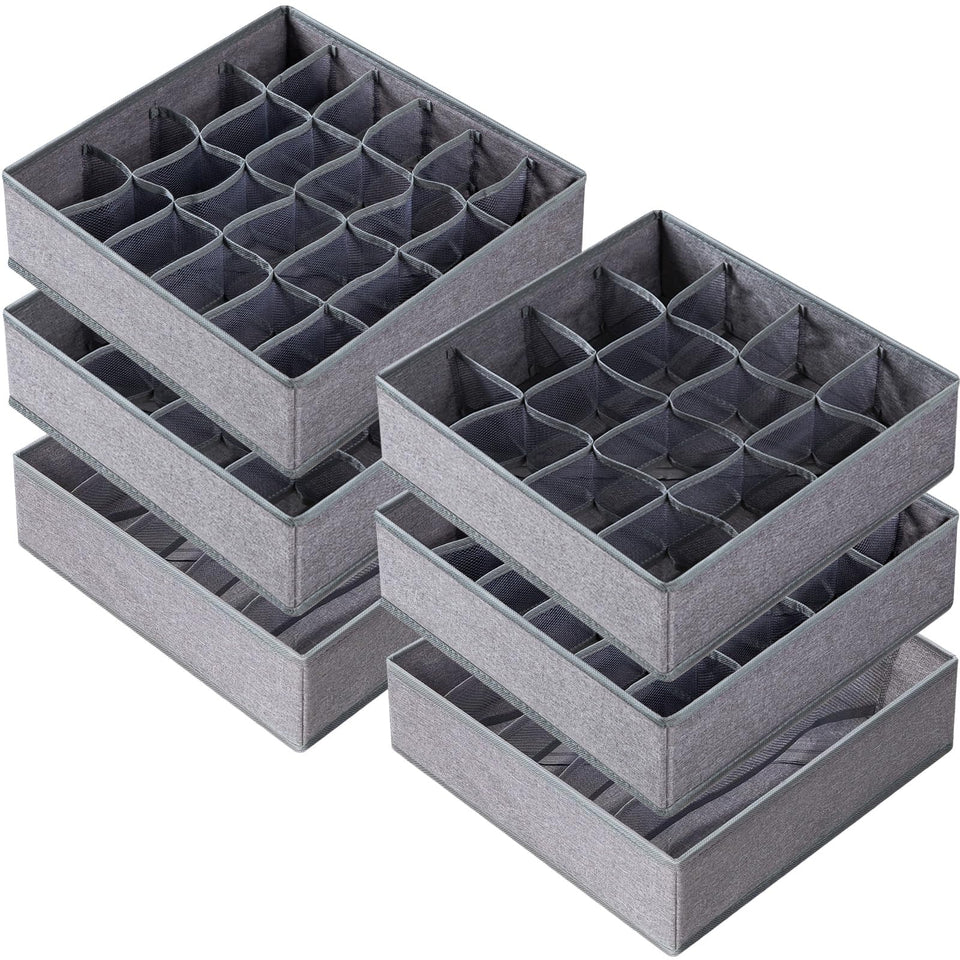 Criusia 90-cell grey drawer organizer keeps underwear neatly arranged