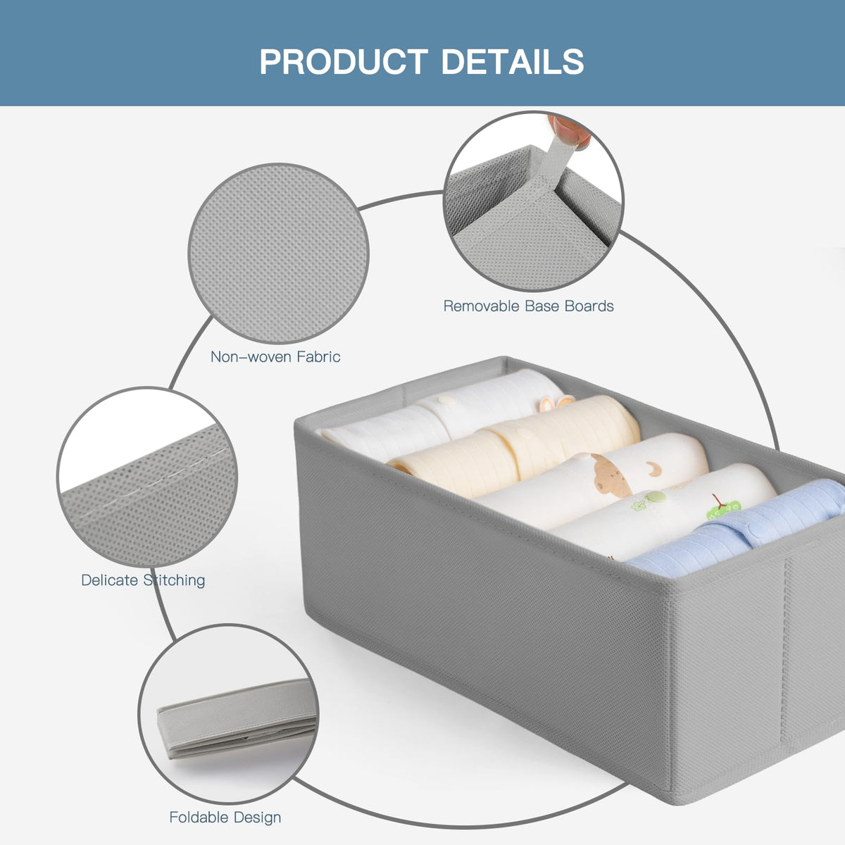 Criusia fold-flat drawer organizer for travel storage