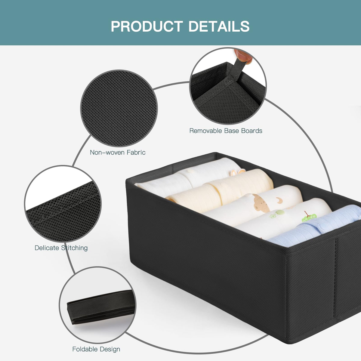 Criusia fold-flat drawer organizer folds flat for travel or temporary use