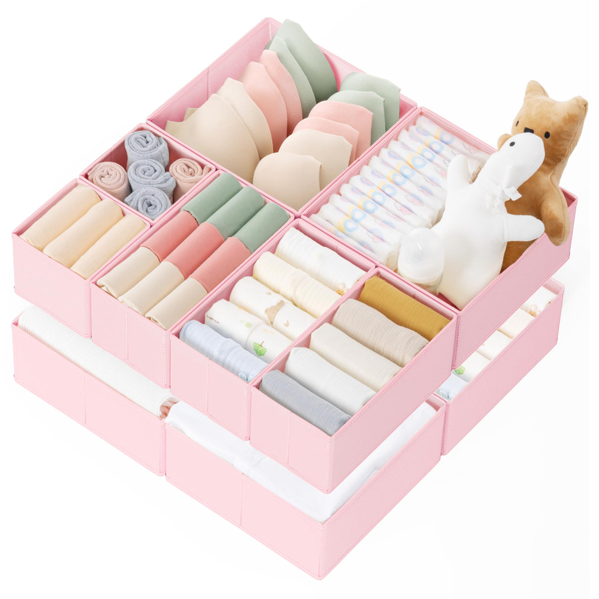 Criusia large pink drawer organizer 11 by 11 inches keeps outfits neatly arranged