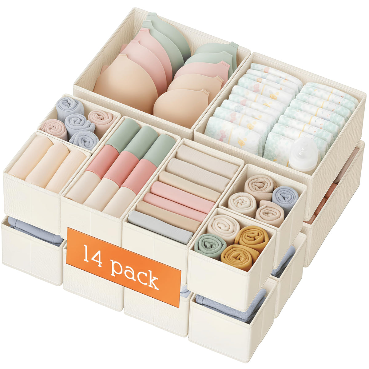 Criusia large drawer organizer keeps baby clothes neatly stored and easy to access.