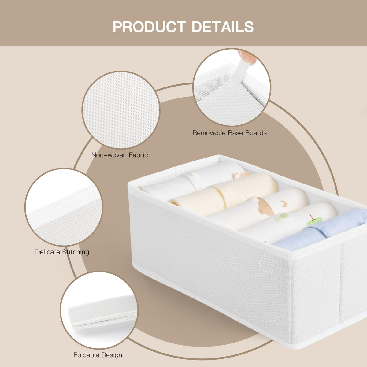 Criusia medium drawer organizer front view for wardrobe efficiency