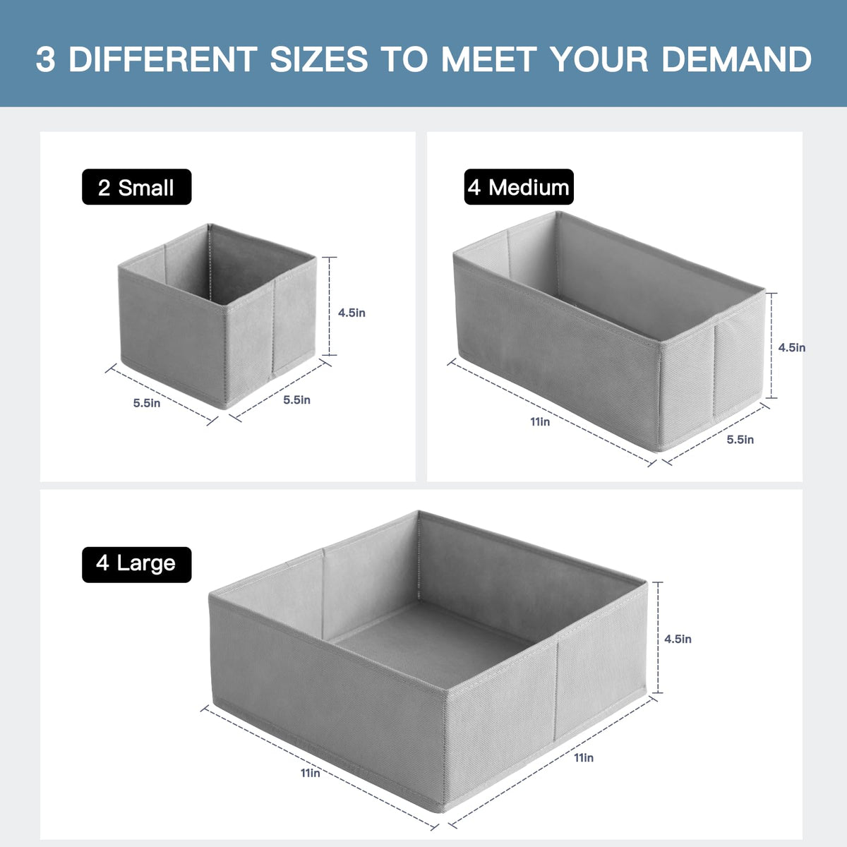 Criusia medium 11x5.5x4.5 inch organizer for socks and underwear, easy access