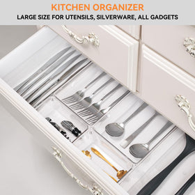 Criusia stackable drawer organizers maximize space and reduce clutter.