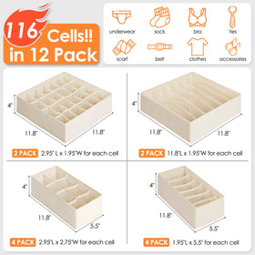 Criusia fabric drawer bins fit most dressers for tidy underwear and socks.