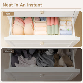 Criusia dresser organization set enhances room order with accessible compartments.