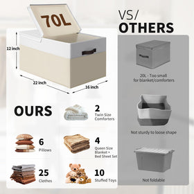 Criusia dustproof foldable storage bin with sturdy handles for easy transport.