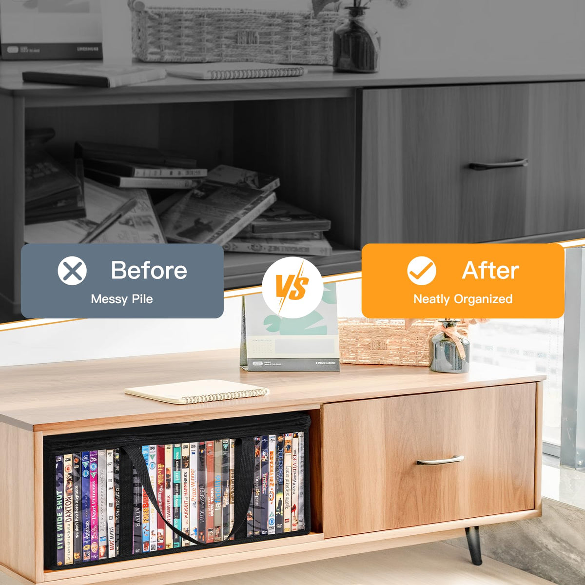 Criusia versatile storage for DVDs, CDs, Blu-ray with compact, organized portability.