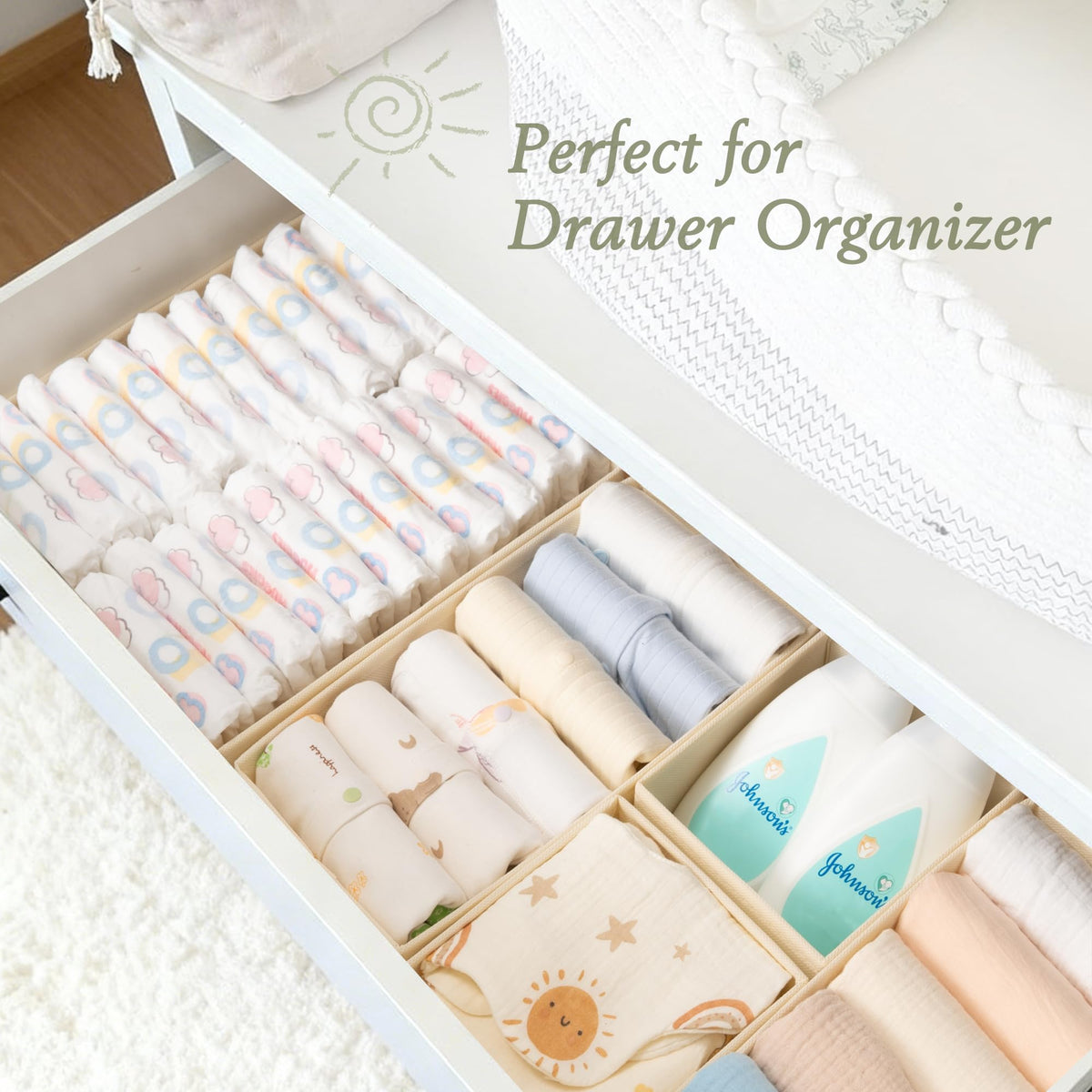 Foldable Criusia drawer organizers ready to collapse for storage