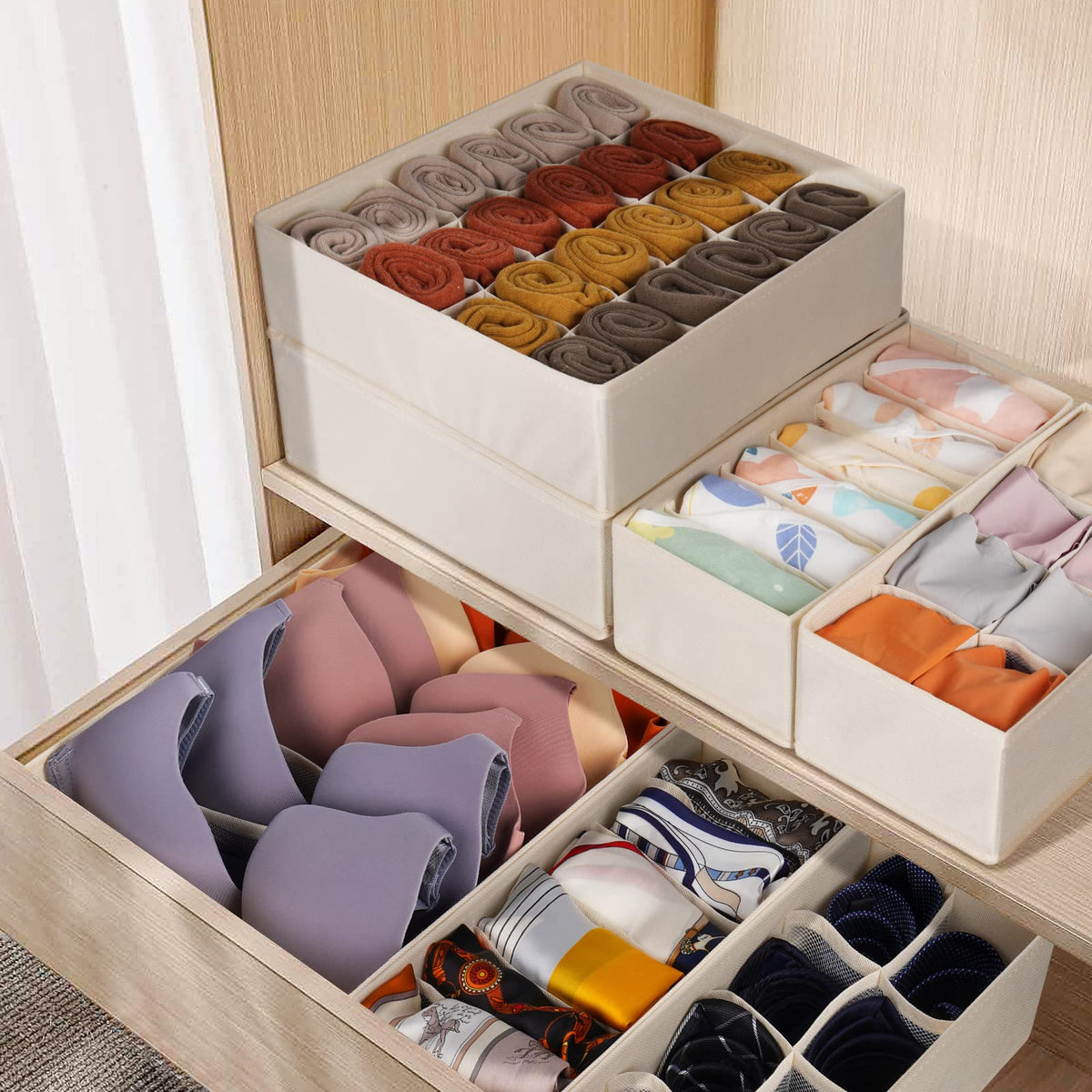 Criusia foldable and stackable design doubles drawer capacity when needed.