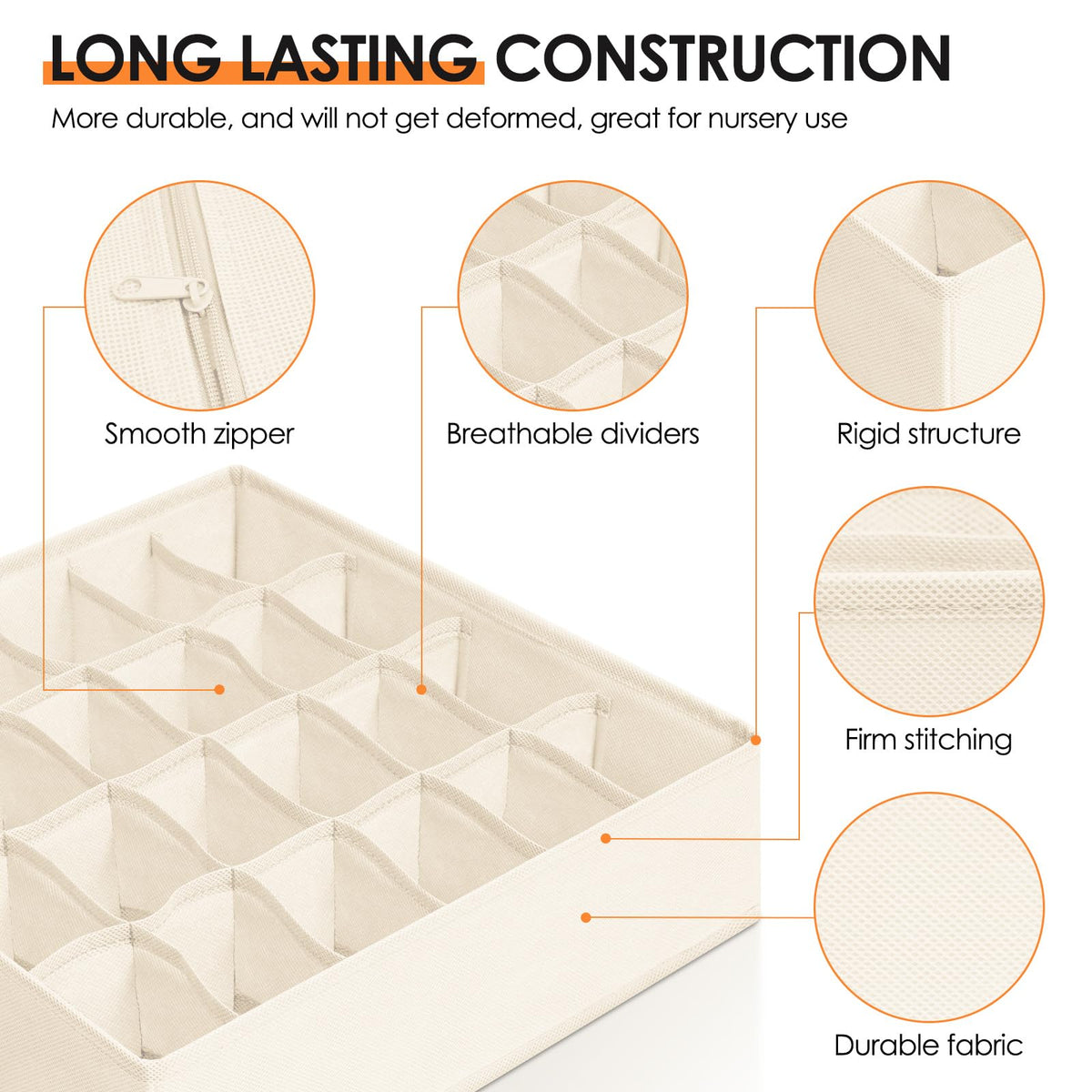 Criusia collapsible storage bin shown flat for easy closet organization when not in use.