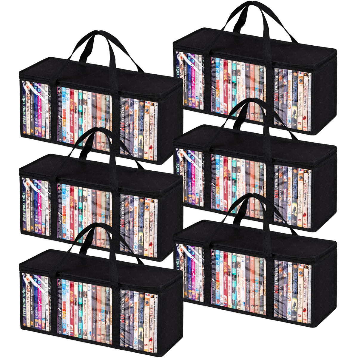 Criusia four-pack DVD storage bags showcase compact, space-saving organization for up to 140 DVDs.