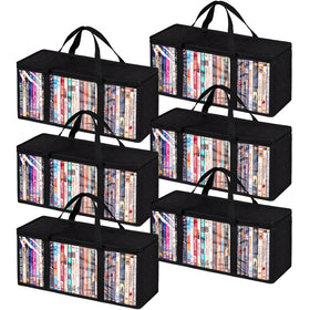 Criusia four-pack DVD storage bags showcase compact, space-saving organization for up to 140 DVDs.