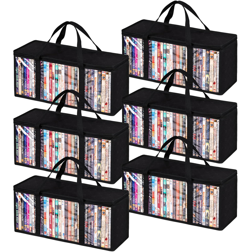 Criusia four-pack DVD storage bags showcase compact, space-saving organization for up to 140 DVDs.