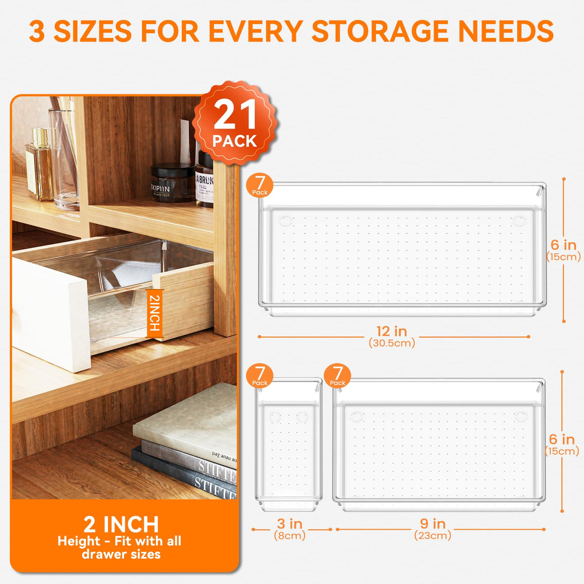 Criusia L 9x6x2 drawer organizer ideal for cosmetics and tools.